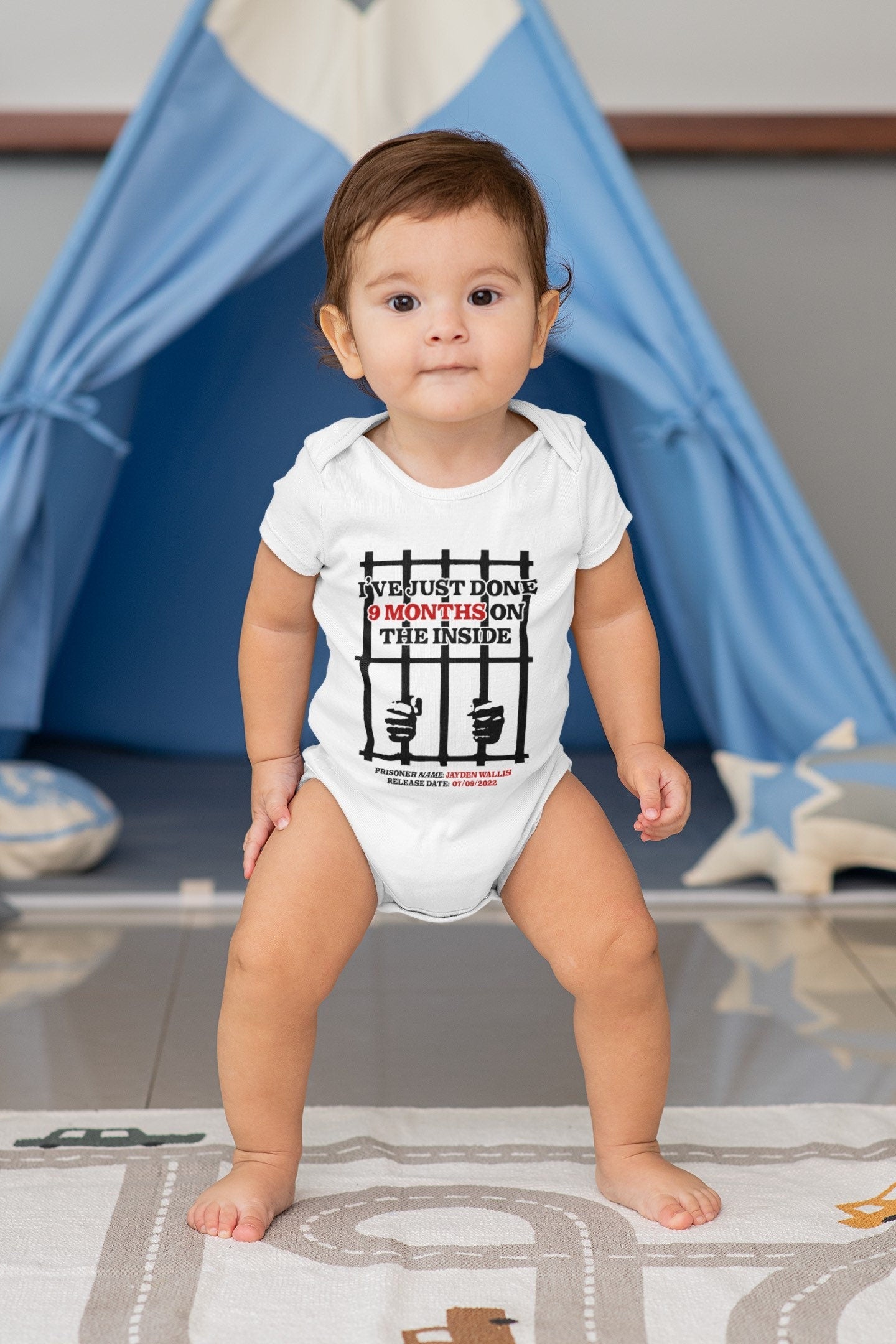 Funny Personalized Babygrow - Done 9 Months Inside